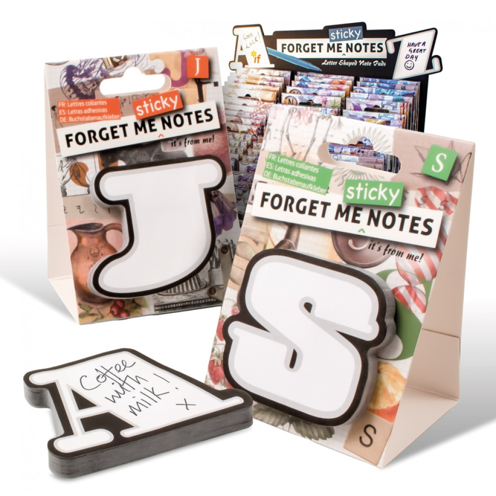 letter shaped post it notes