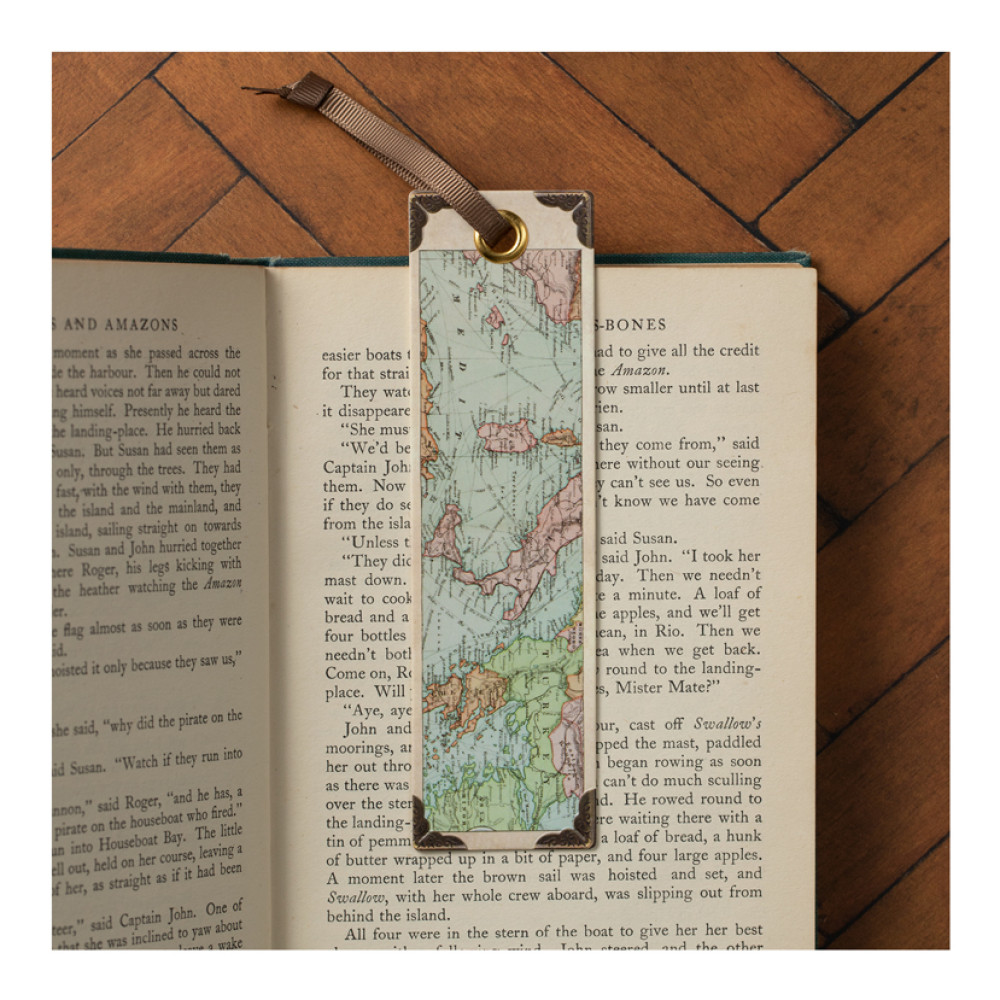 Travel Map Bookmarks Handmade Paper Bookmarks With Ribbon Set of 2